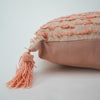 Hand-Woven Pink & Natural Boho Decorative Throw Pillow - 23" x 13"